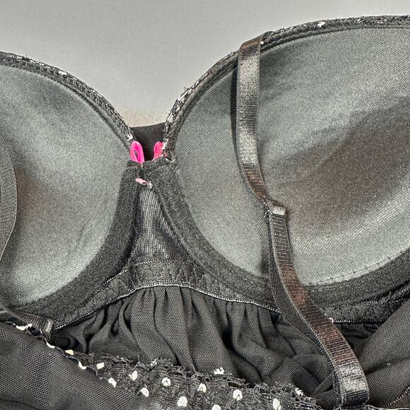 Unbranded Nightie Womens Medium Black Semi Sheer Ruffle Tier Layers V Neck - Picture 7 of 10